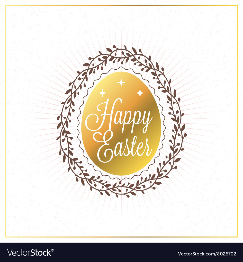 Happy easter vintage holiday golden badge template