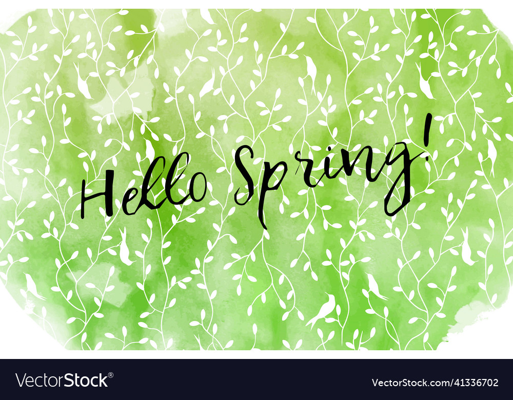 Hello spring text vector image Hello spring text