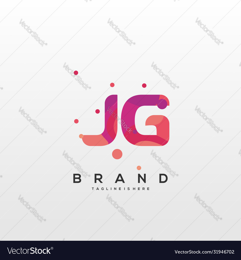 Jg Initial Logo With Colorful Template Royalty Free Vector