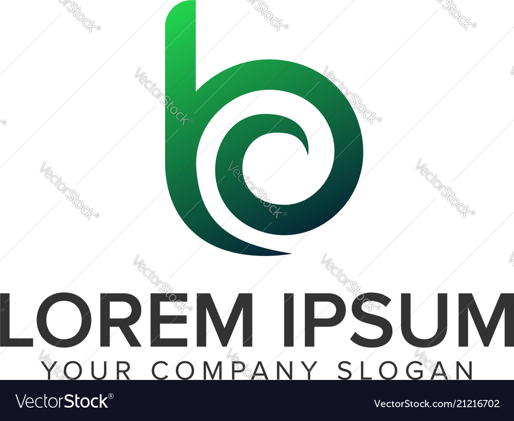 Letter B Green Logo Design Concept Template Vector Image