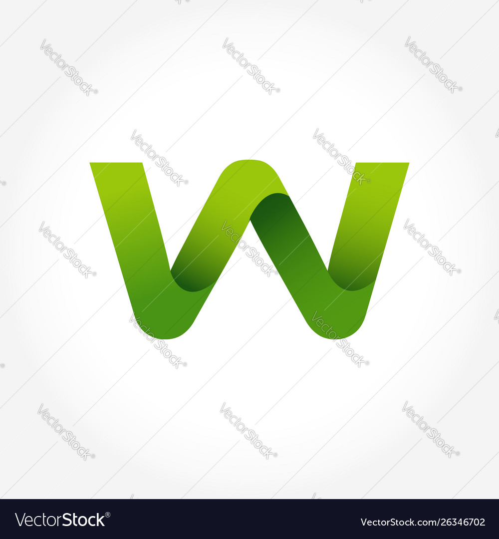 Letter w green logo template alphabet logotype