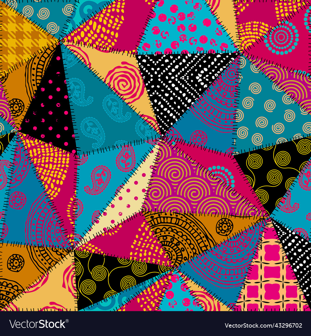 Patchwork textile pattern seamless quilting