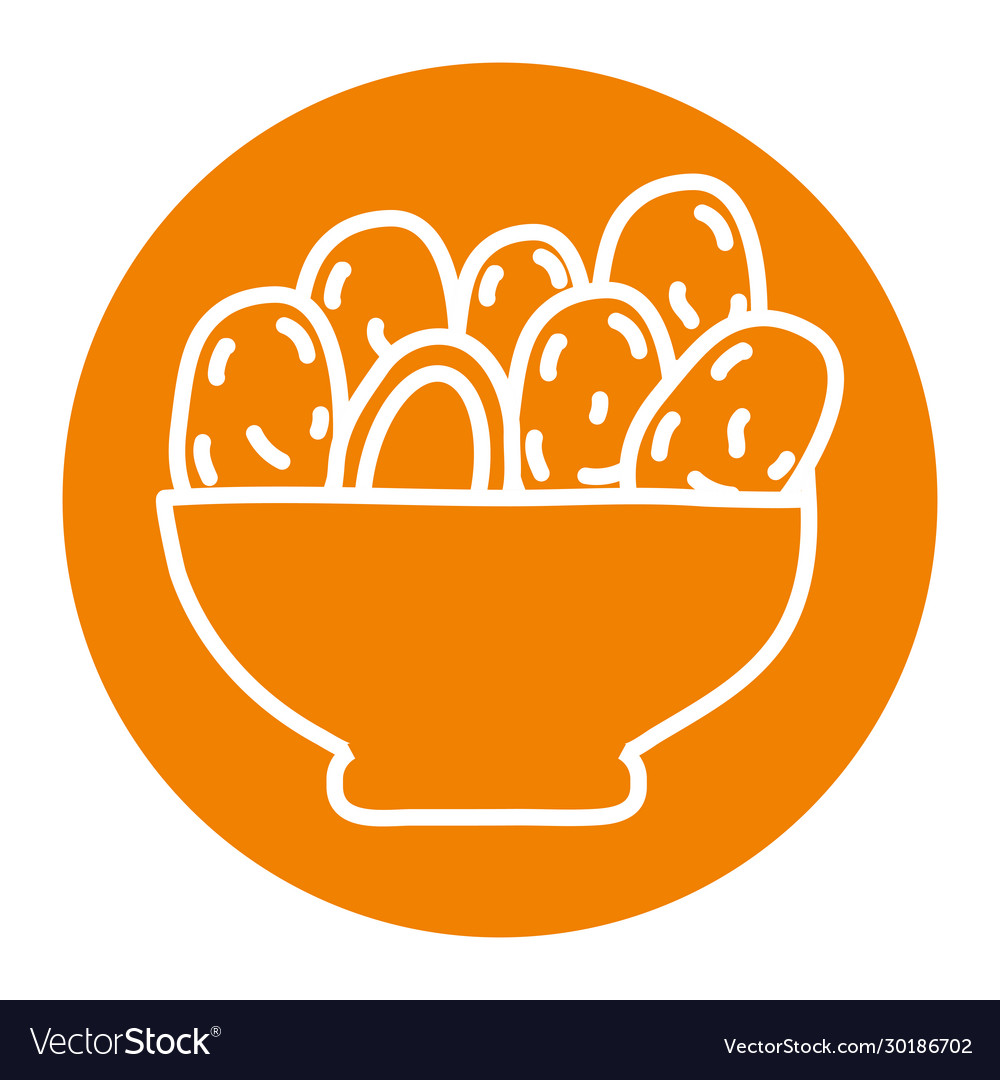 Ramadan dates bowl block line style icon