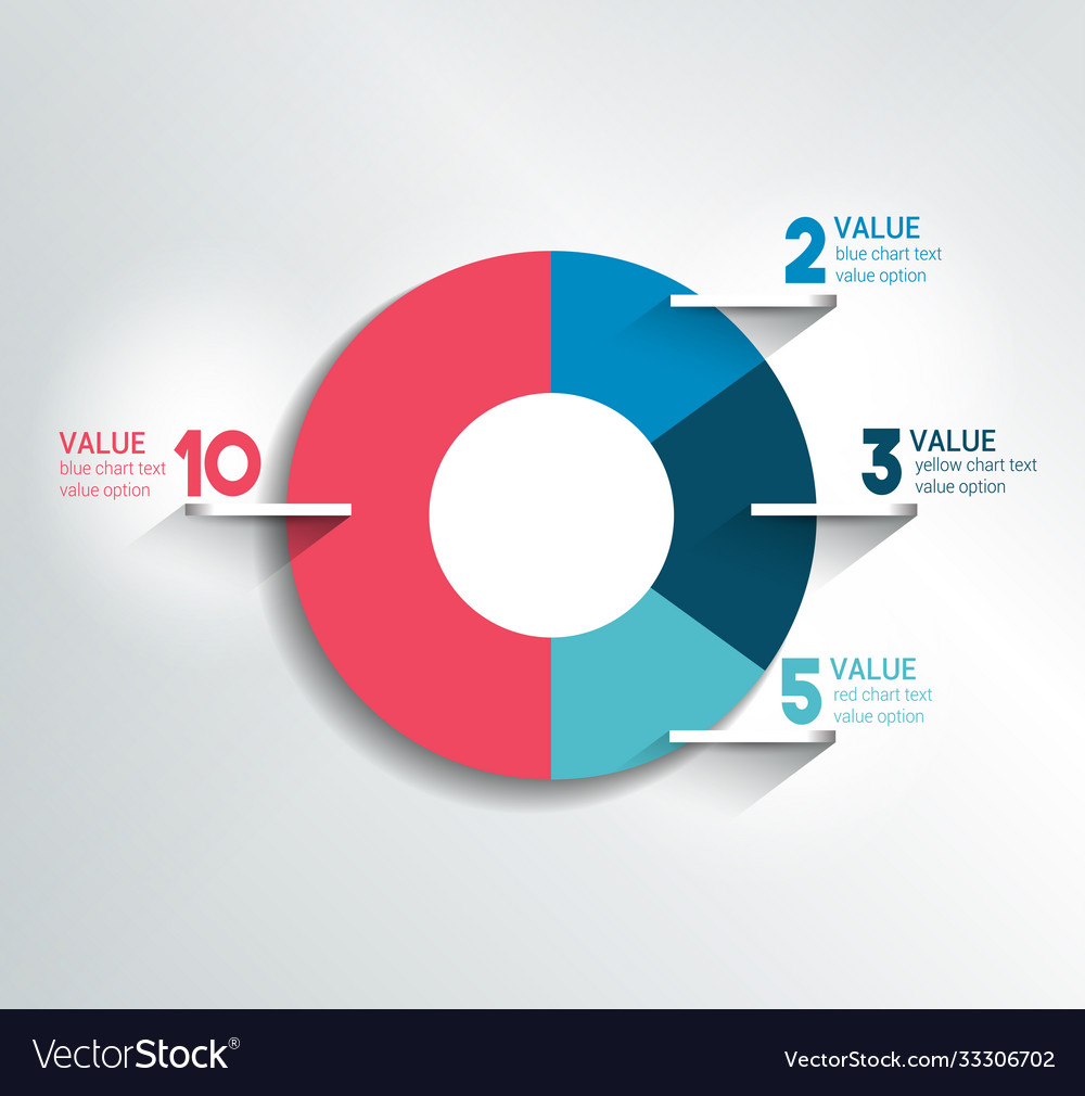 Round circle chart graph simply color editable vector image Round circle chart graph simply color editable