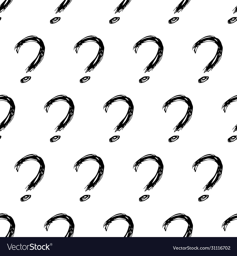 Seamless pattern with doodle question mark symbol