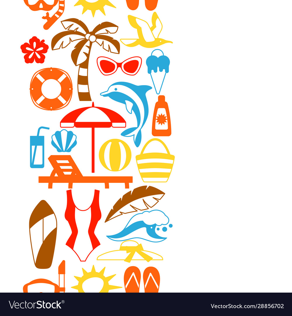 Seamless pattern with summer and beach objects Vector Image Seamless pattern with summer and beach objects