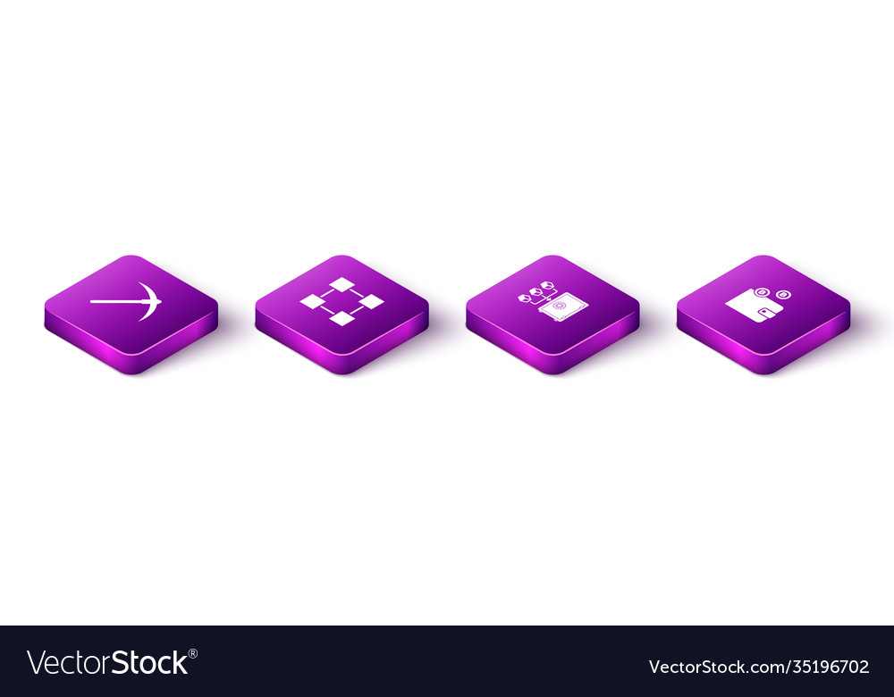 Set isometric pickaxe blockchain technology