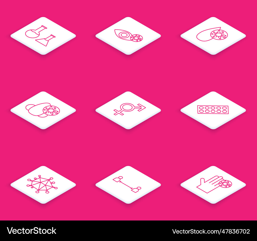 Set line test tube and flask reddish eye due Vector Image