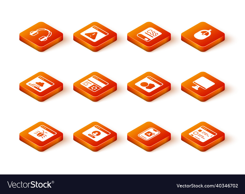 Set system bug create account screen cloud vector image Set system bug create account screen cloud