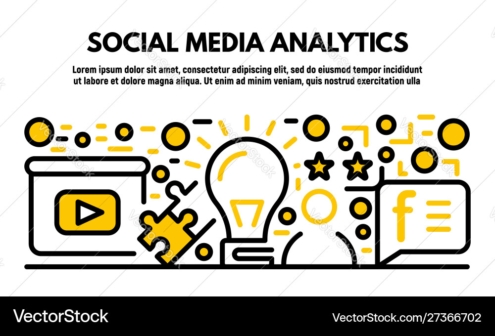 Social Media Analytics Banner Outline Style Vector Image