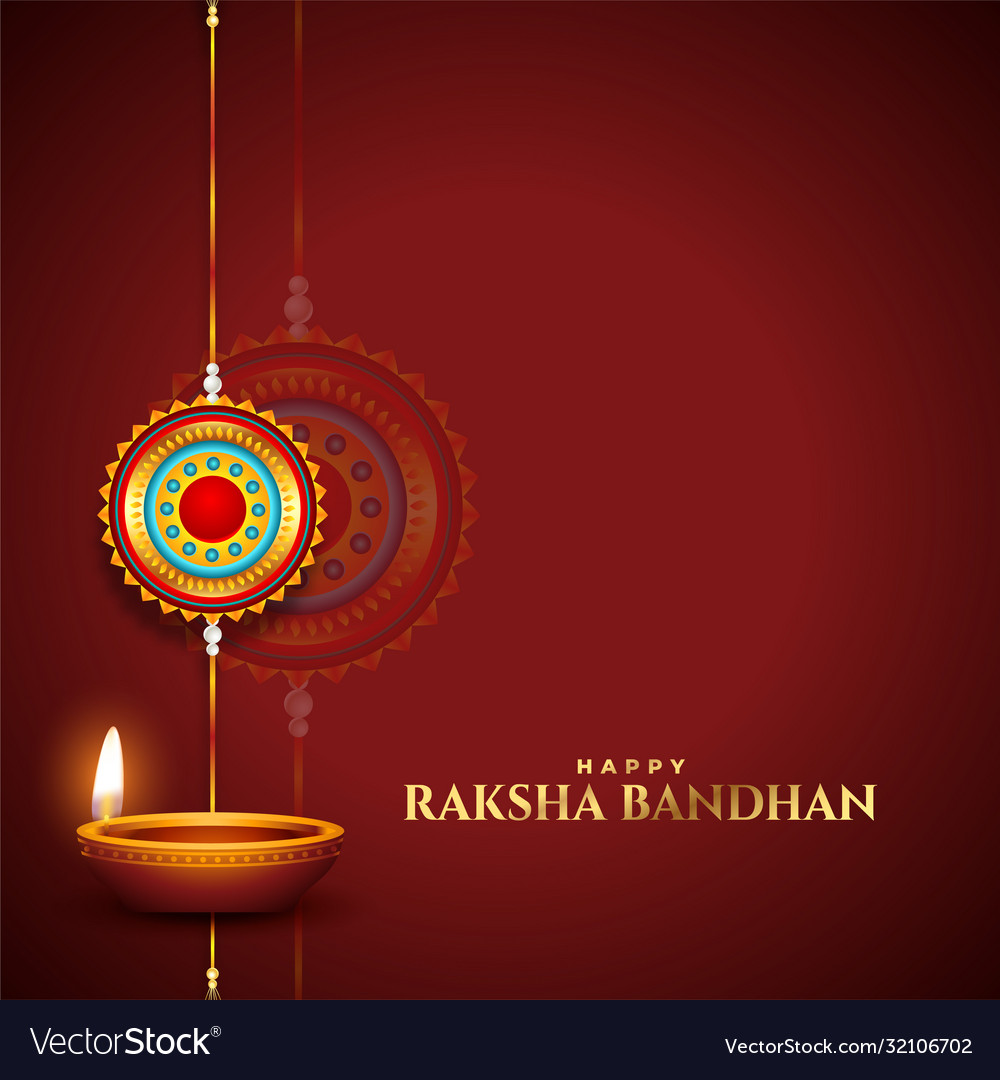 Traditional raksha bandhan wishes card with diya Vector Image