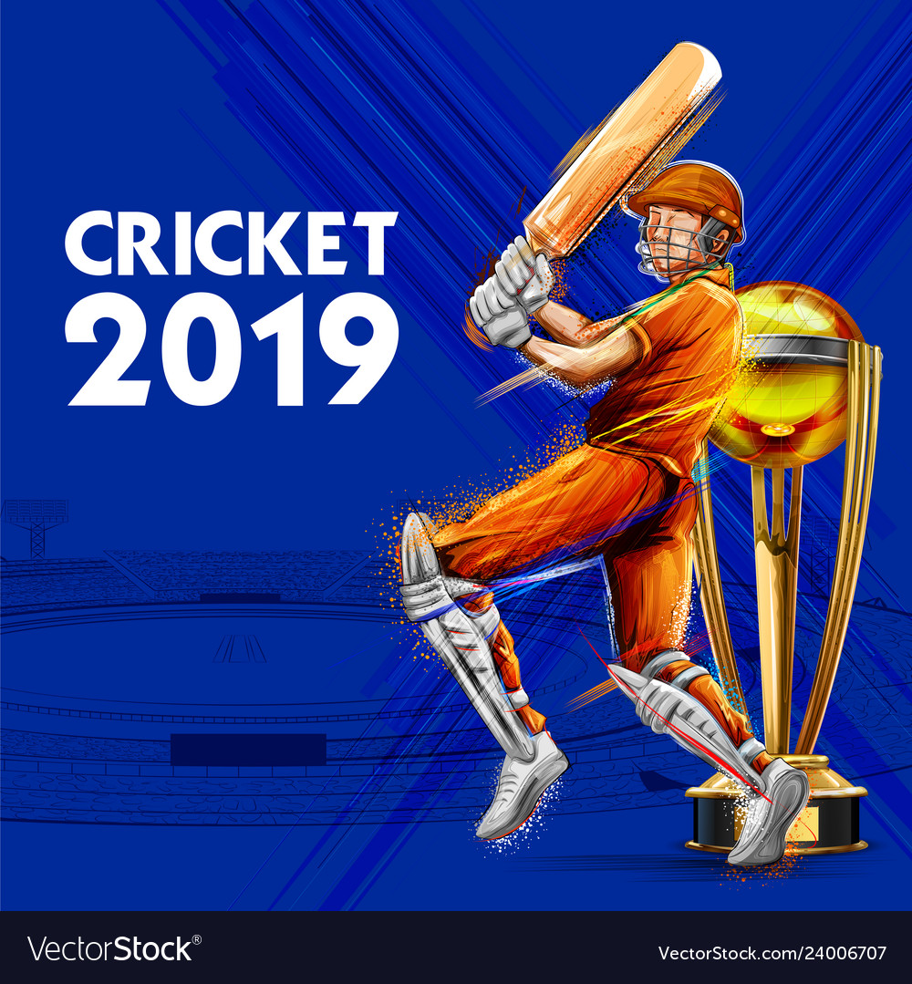 Batsman playing game of cricket championship Vector Image