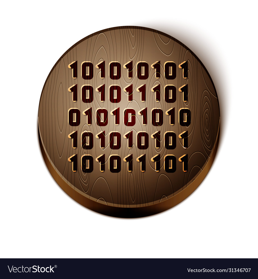 Brown line binary code icon isolated on white vector image Brown line binary code icon isolated on white