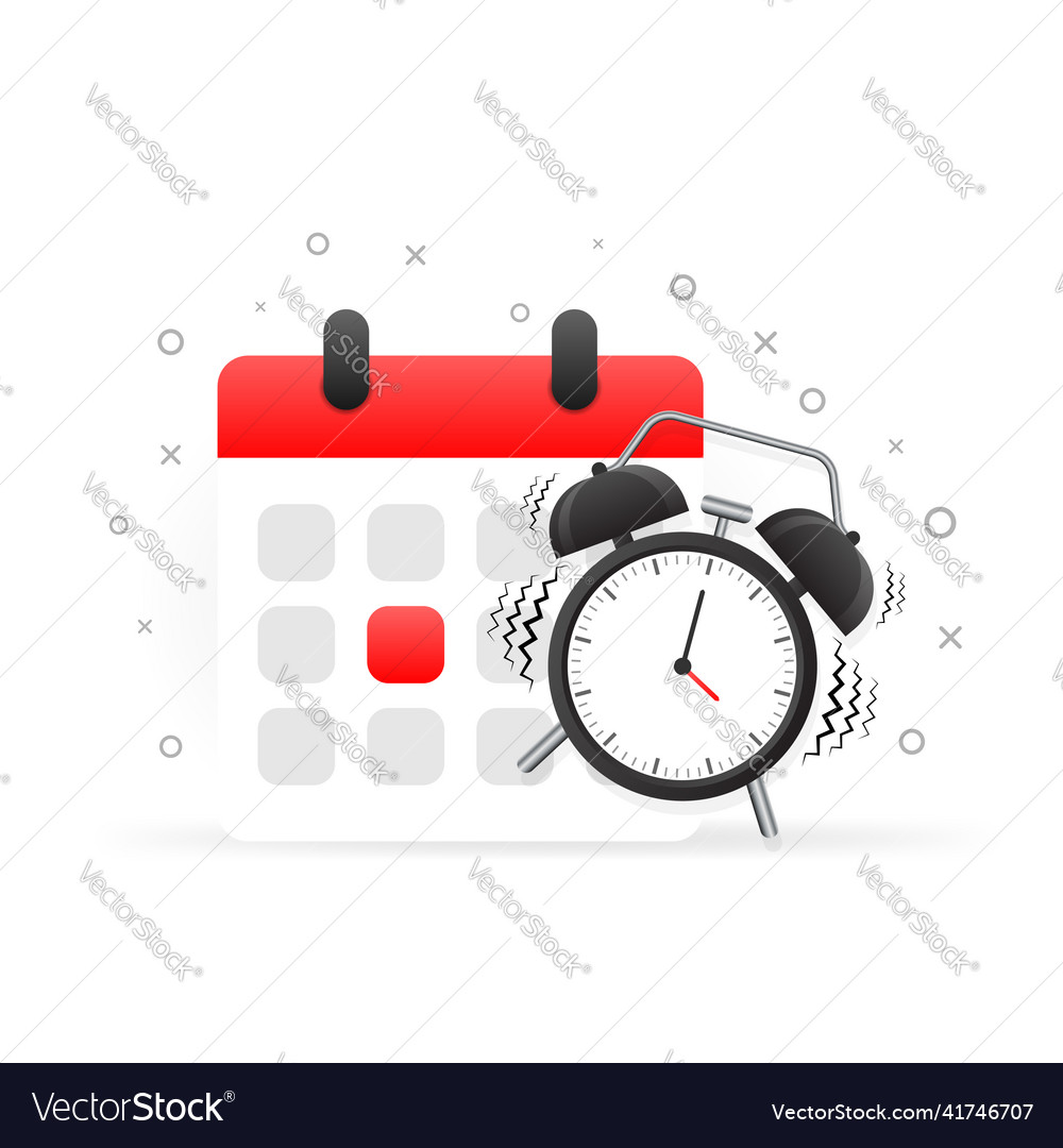 Calendar and alarm icon on white background