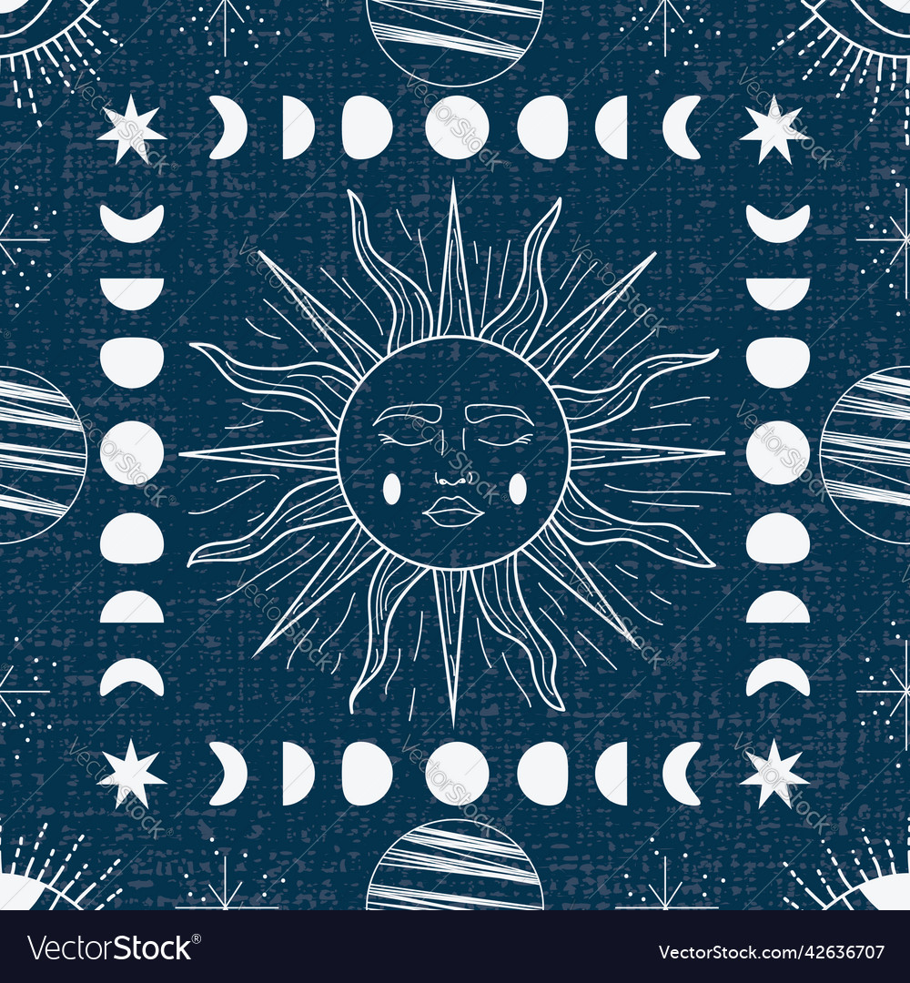 Celestial magic seamless repeat pattern