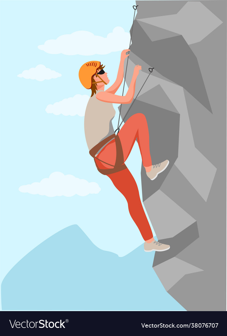 Climbers mountain rock healthy active Royalty Free Vector