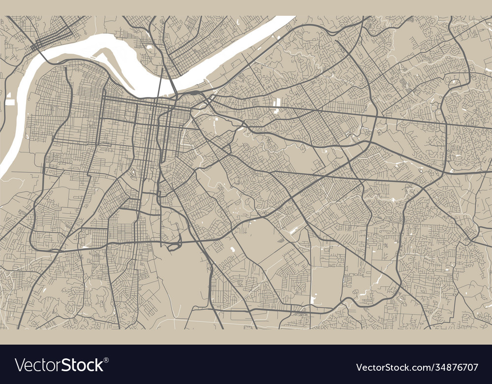 Detailed map memphis city linear print Royalty Free Vector