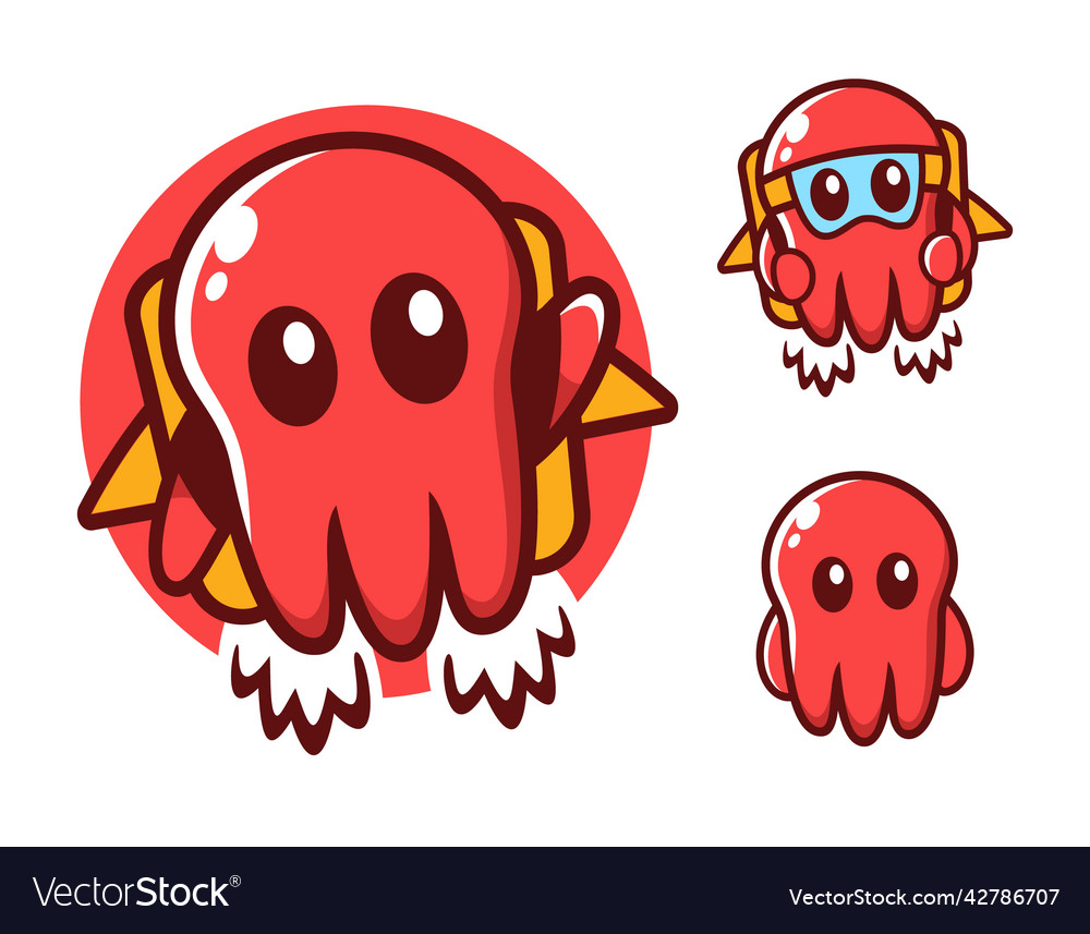 Premium Vector  Cute mascot for octopus shaped flying rocket that