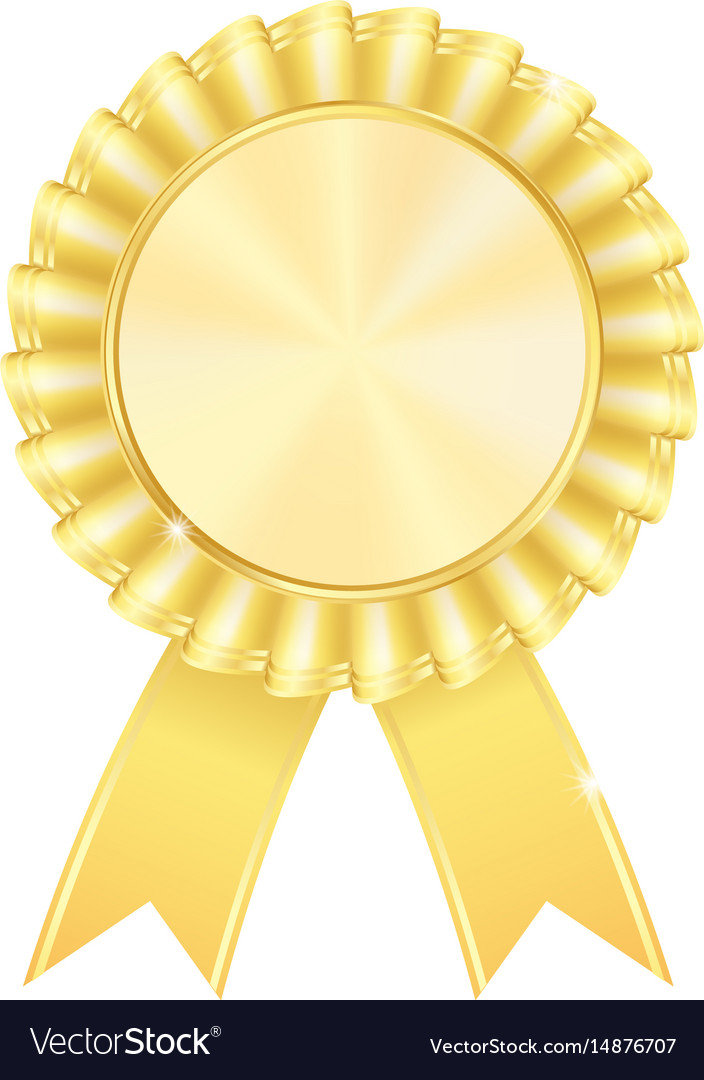 Golden medal with blue ribbon. Gold badge with blue ribbon. Blank gold  medal. Champion and winner awards sports medal. Vector illustration  24148968 Vector Art at Vecteezy