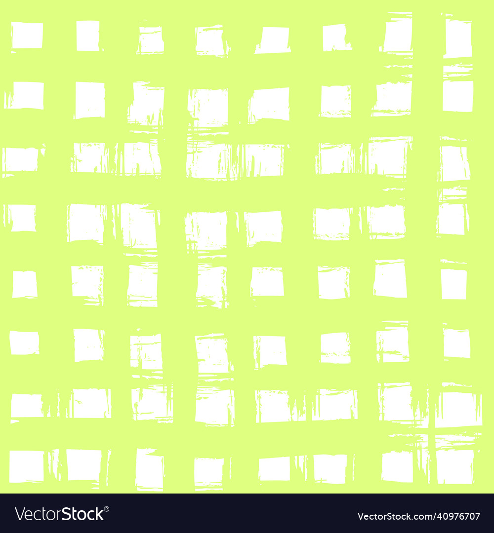 Hand draw brush grid green and white seamless