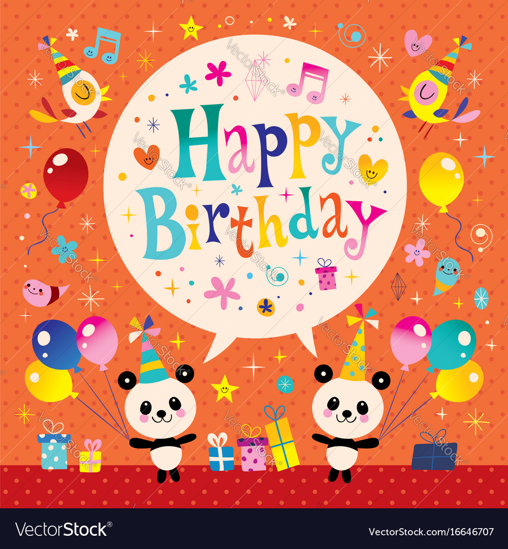 Happy birthday kids greeting card Royalty Free Vector Image