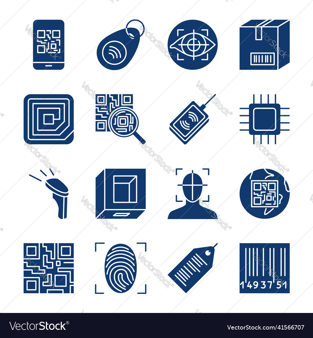 Identification codes icon set in flat style vector image Identification codes icon set in flat style