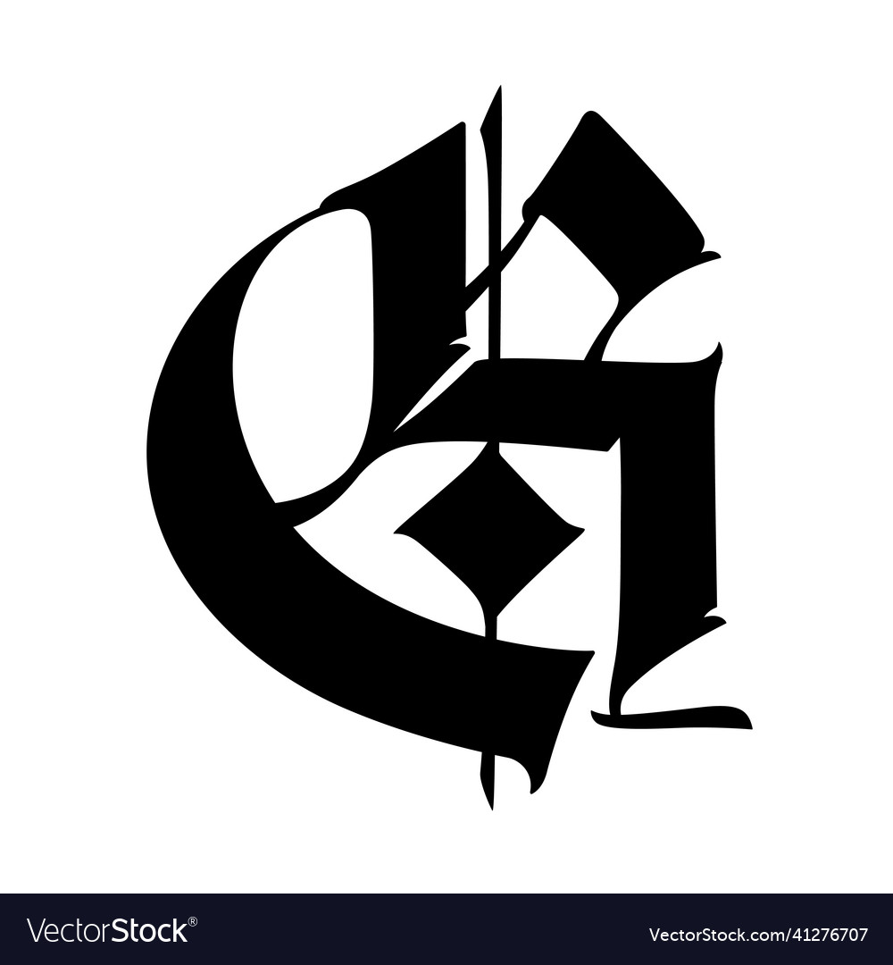 Letter G, in the Gothic style. Vector. Alphabet. The symbol is