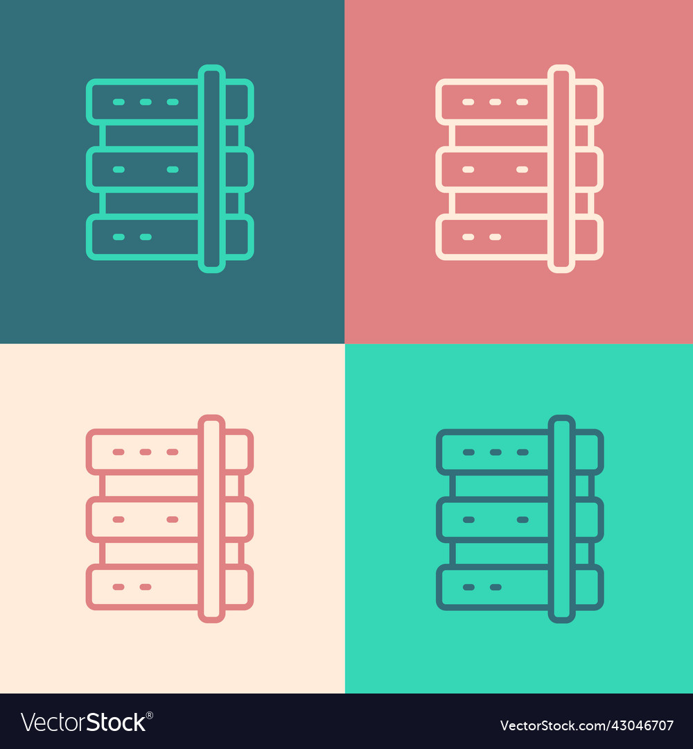 Pop art line server data web hosting icon vector image Pop art line server data web hosting icon