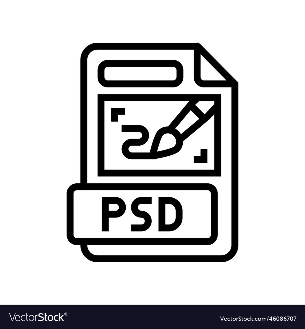 Psd file format document line icon Vector Image Psd file format document line icon