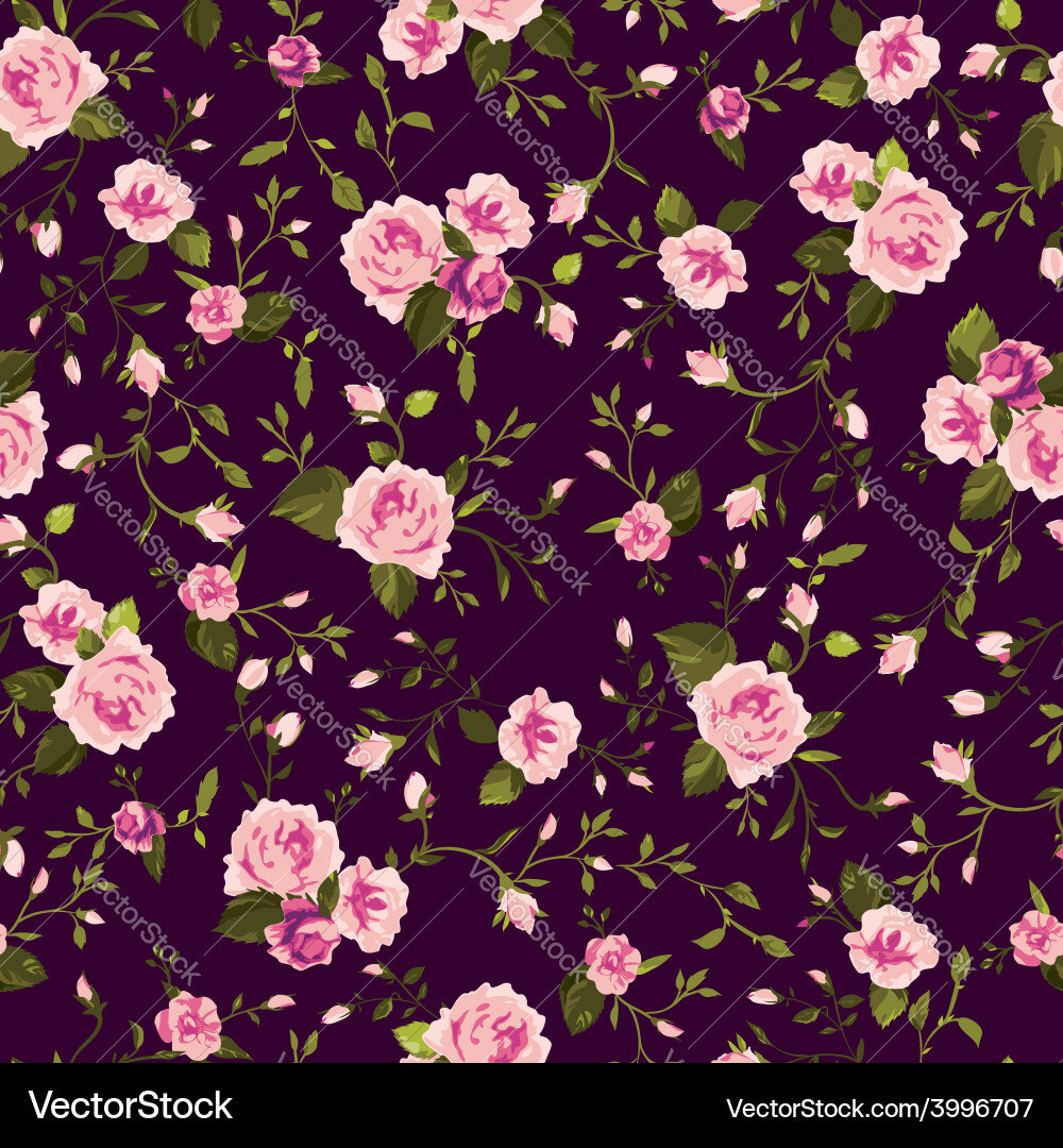 Seamless floral pattern with pink roses Royalty Free Vector