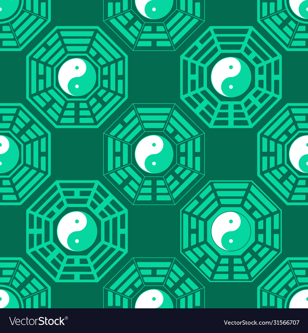 Seamless pattern with yin and yang symbol