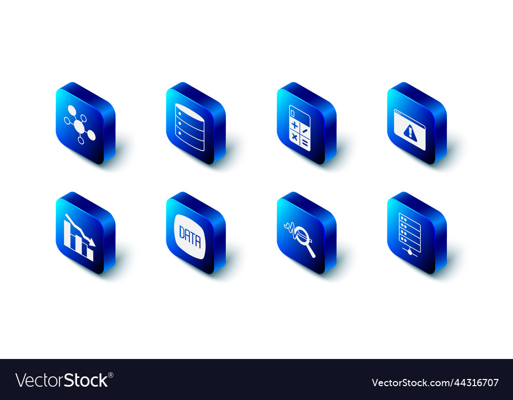 Set server calculator browser with exclamation Vector Image Set server calculator browser with exclamation