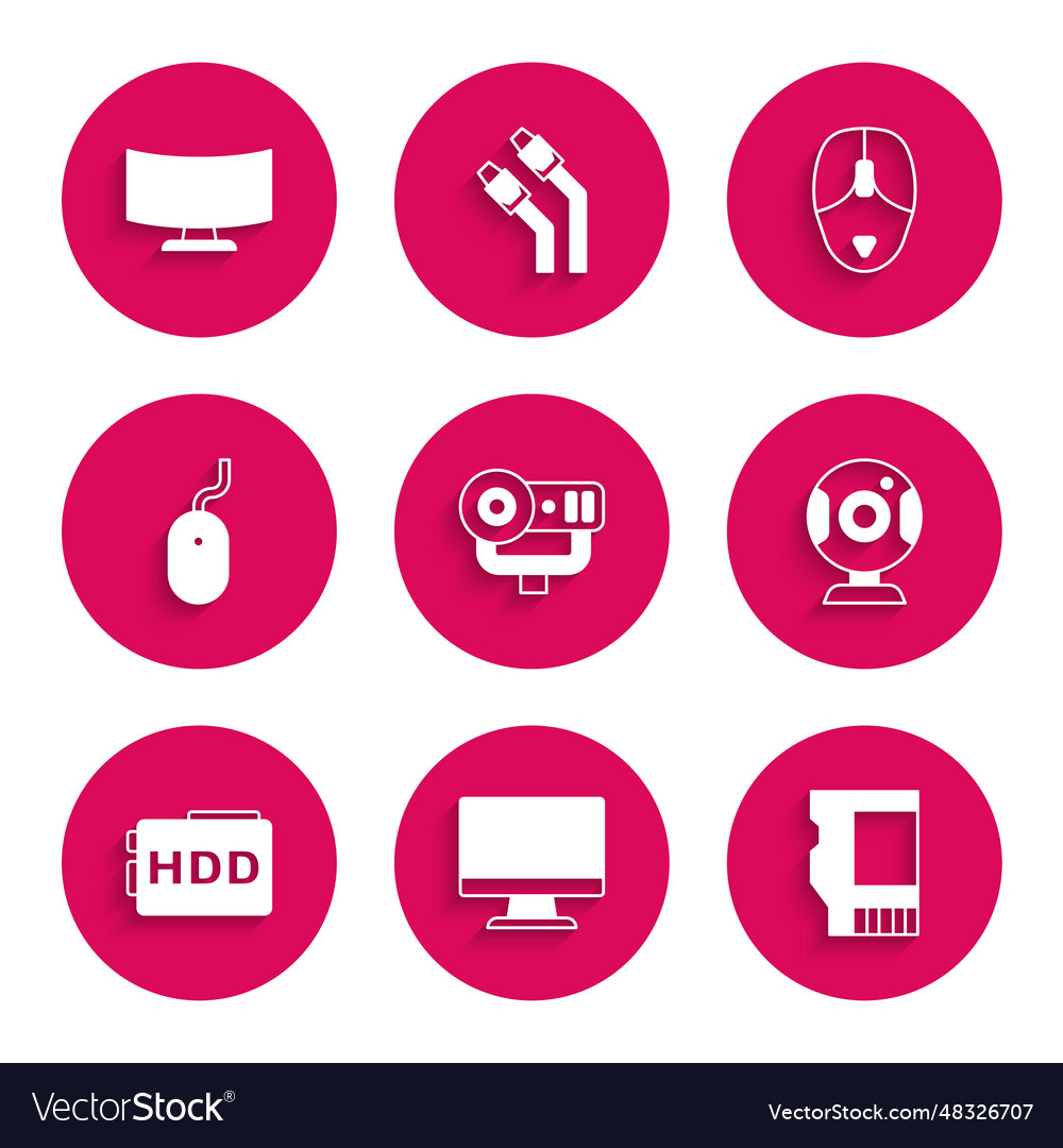 Set web camera computer monitor screen sd card vector image Set web camera computer monitor screen sd card