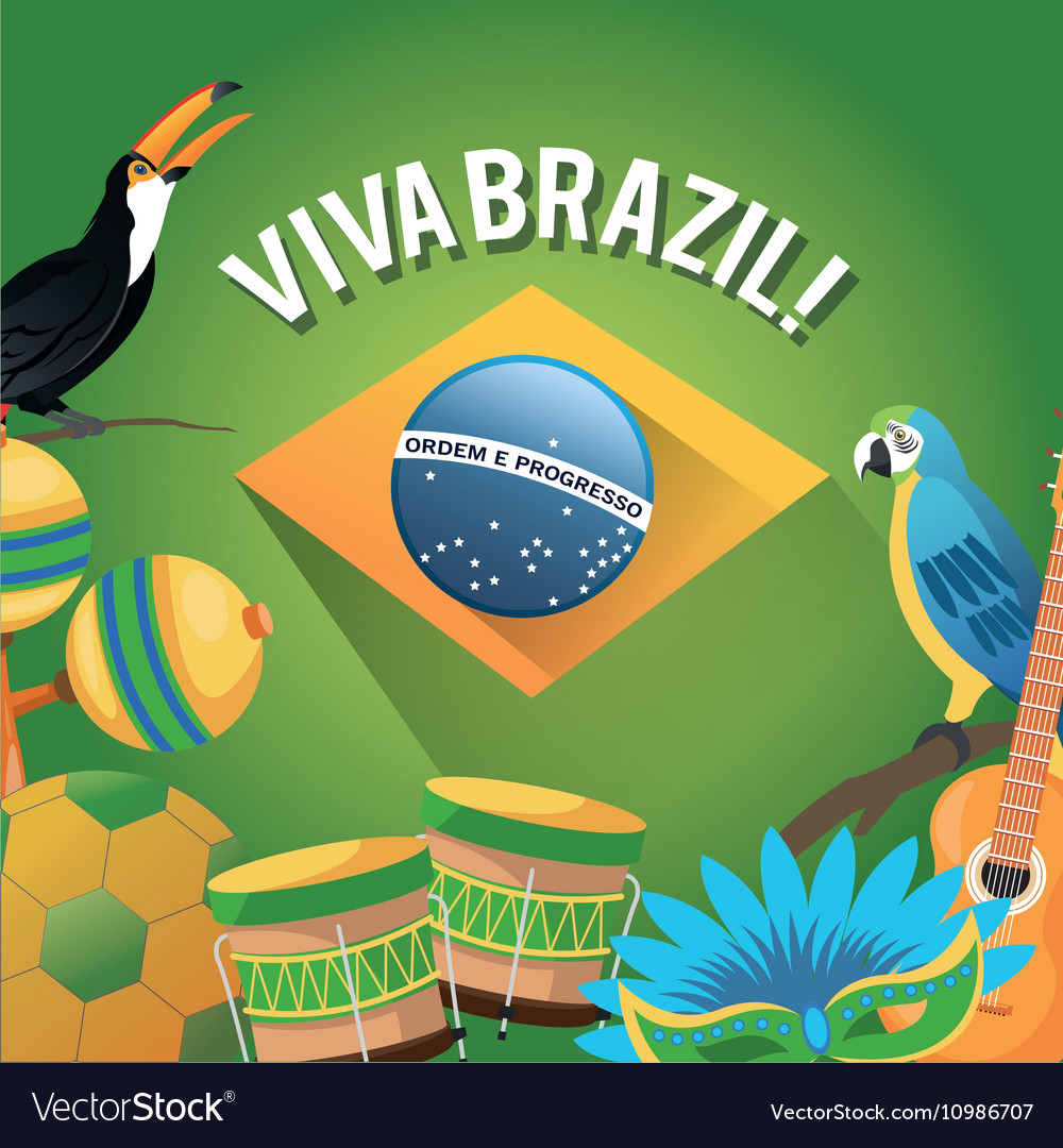 Tuncan cartoon of brazil and icon set design