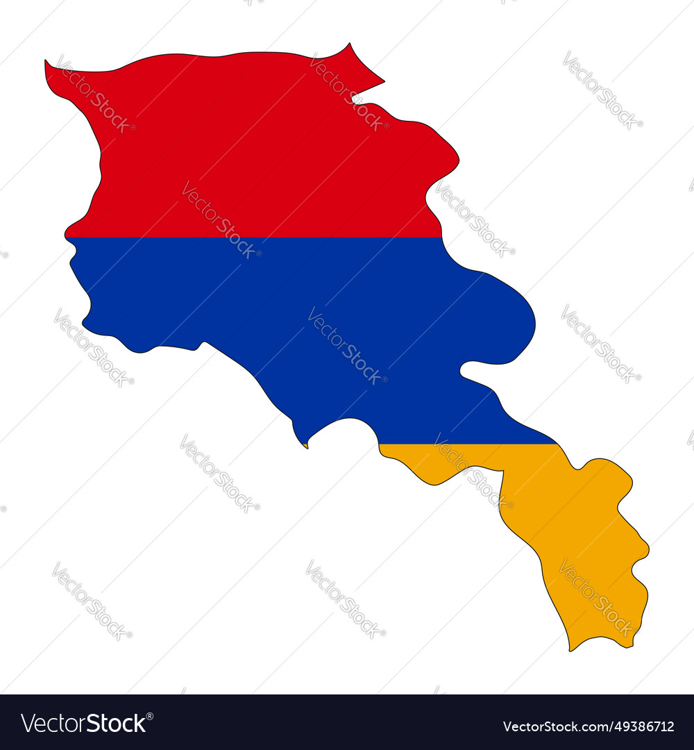 Armenia map silhouette with flag isolated