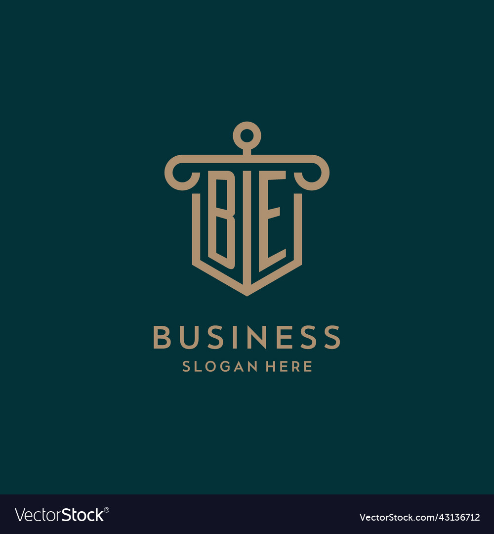 Be monogram initial logo design with shield