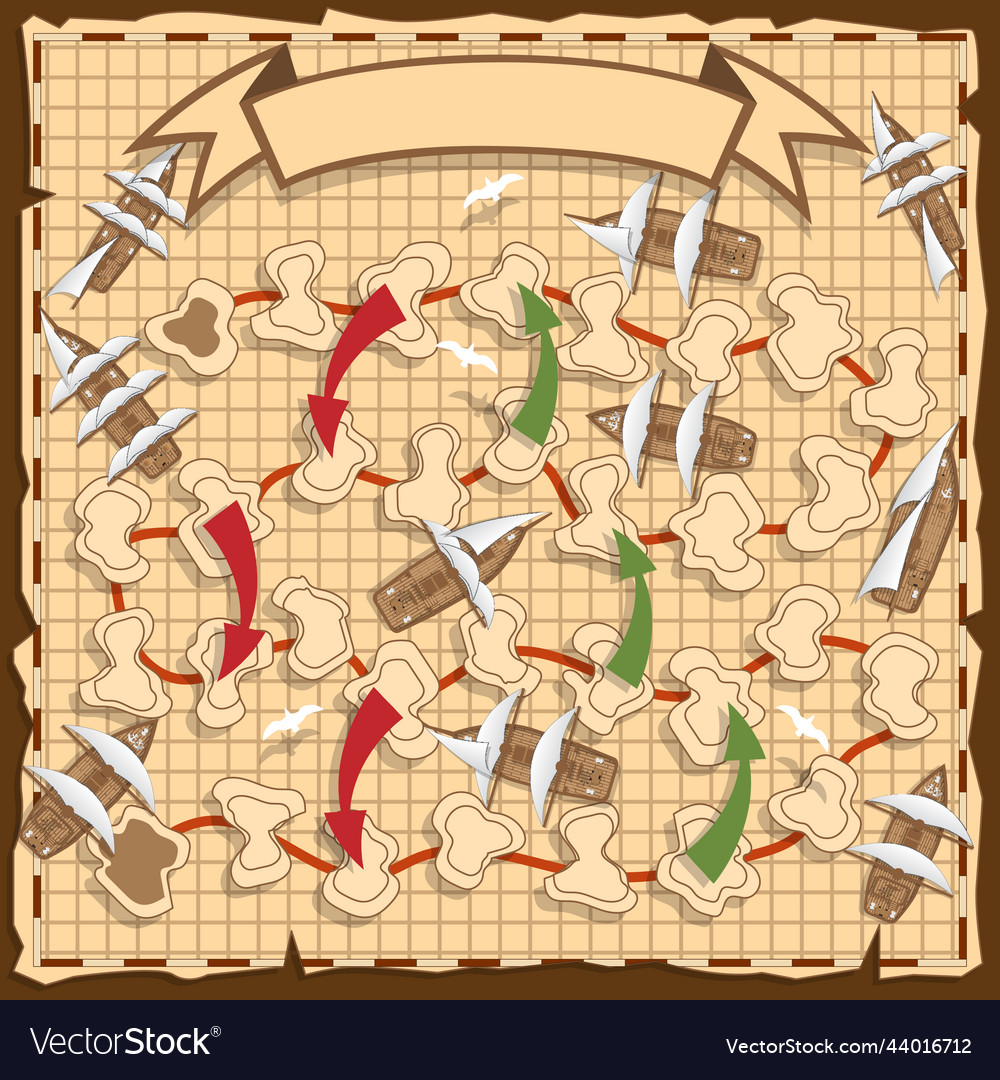 Board game on the old map vector image Board game on the old map