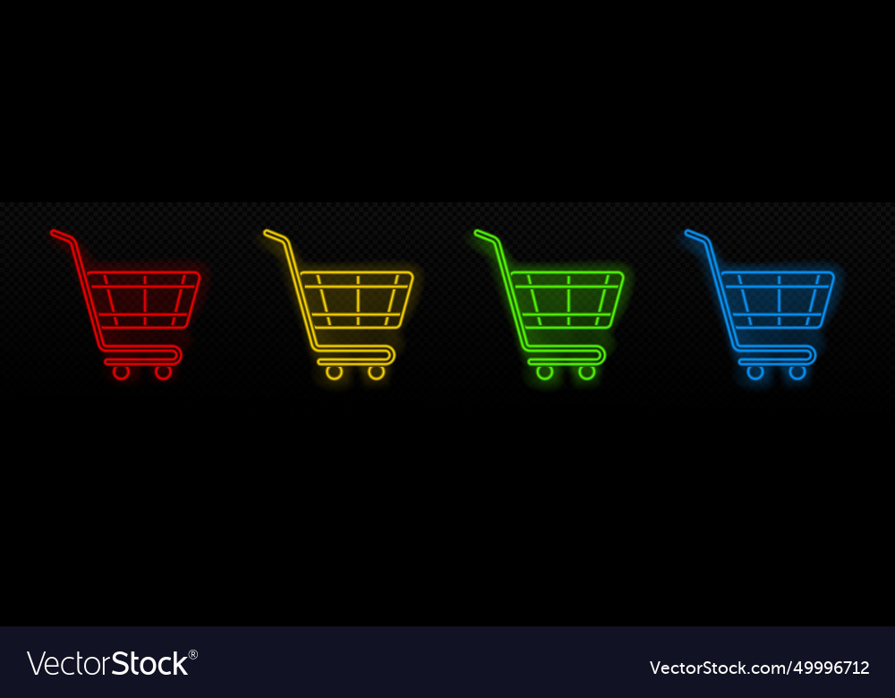 Buy cart neon icon onlne basket glowing Vector Image Buy cart neon icon onlne basket glowing