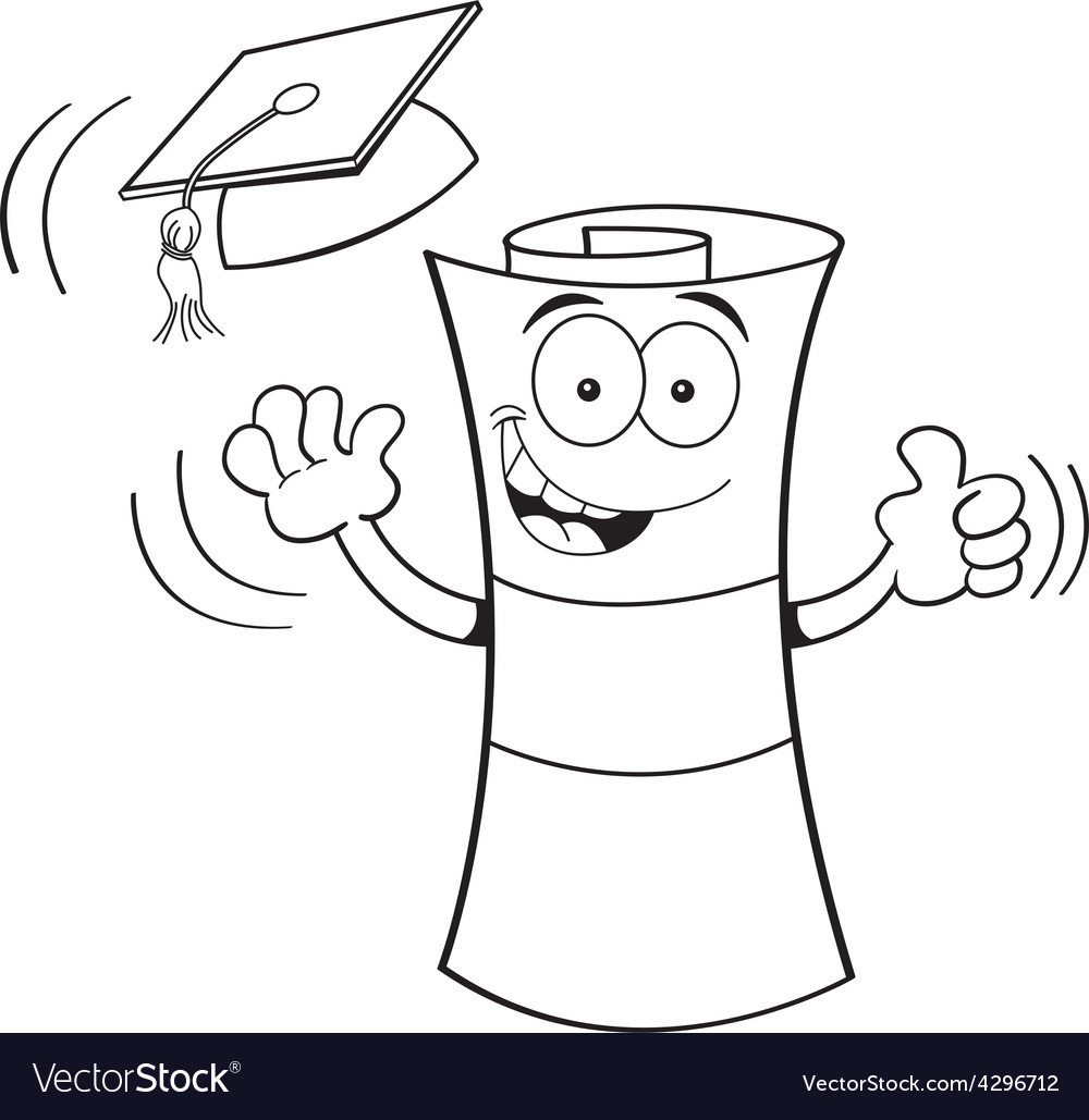 Cartoon diploma giving thumbs up