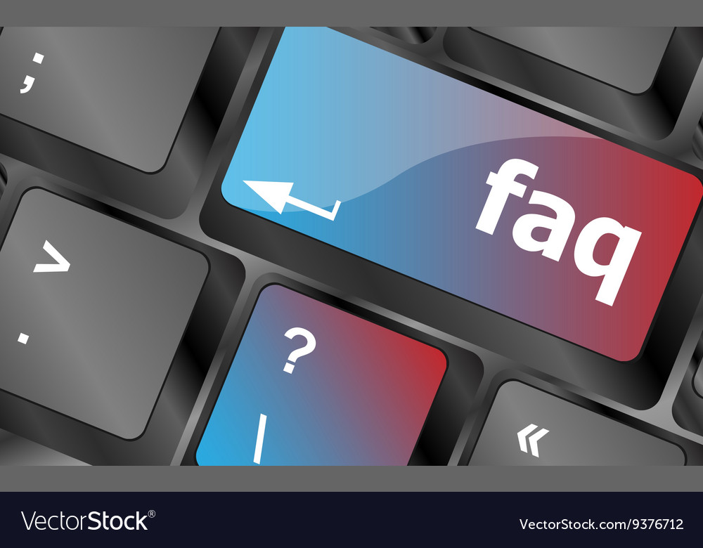 Computer keyboard key with faq closeup