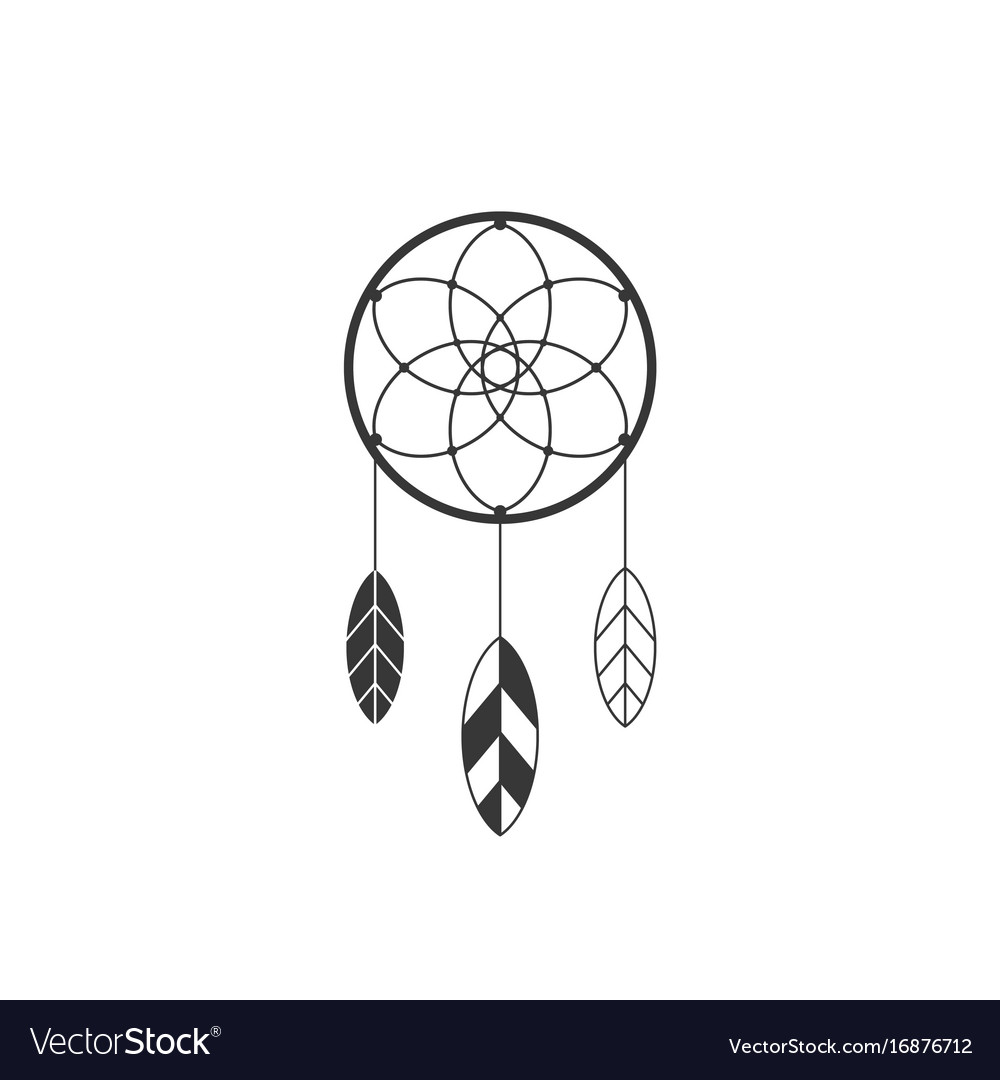 Dream Catcher Icon With Feathers Vector, A Lineal Icon Depicting