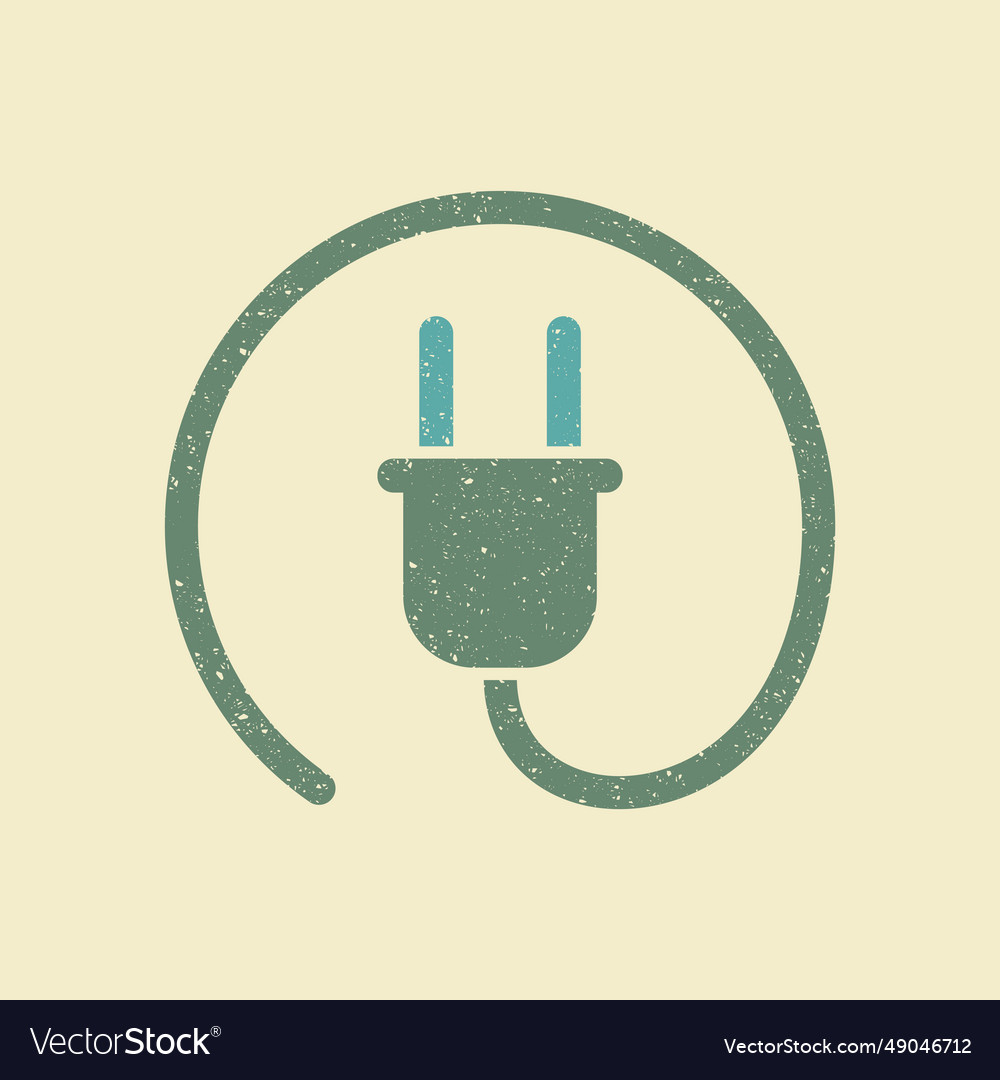Elektrostecker Flachhaus-Ikone im Retro-Stil vector image Elektrostecker Flachhaus-Ikone im Retro-Stil