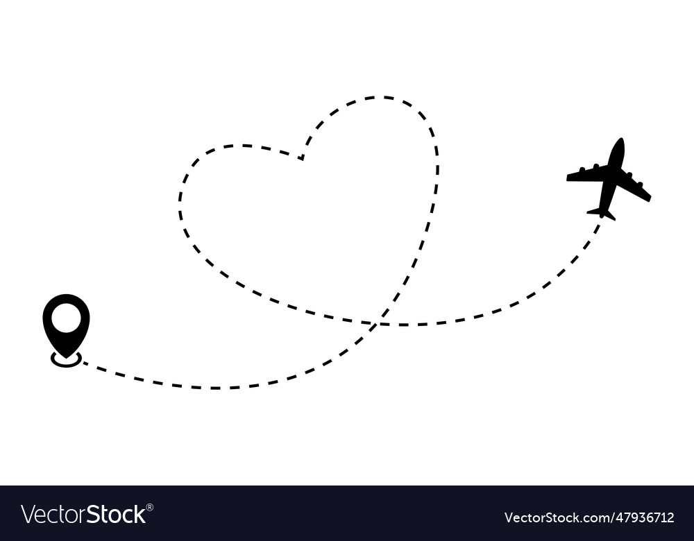 Heart Airplane Route Plane And Track Icon Vector Image heart-airplane-route-plane-and-track-icon-vector-image