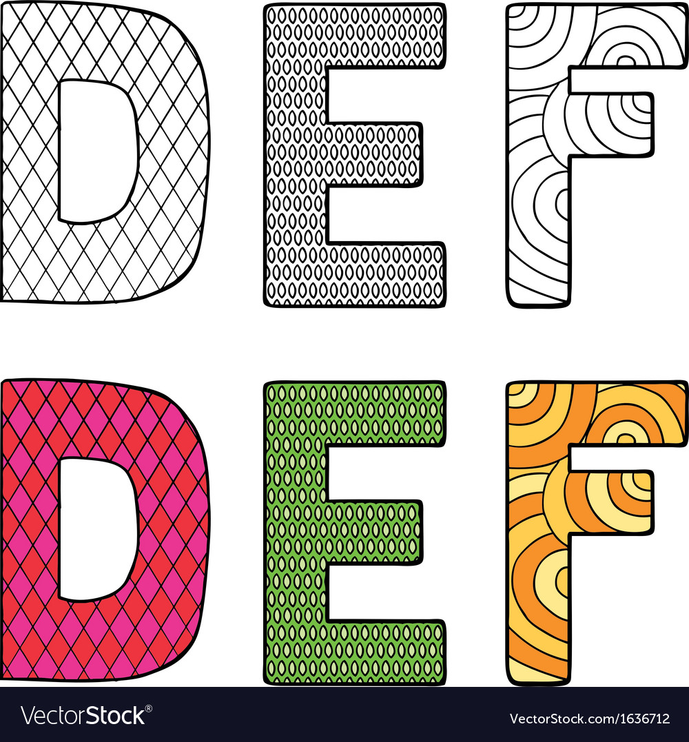 Letters d e f