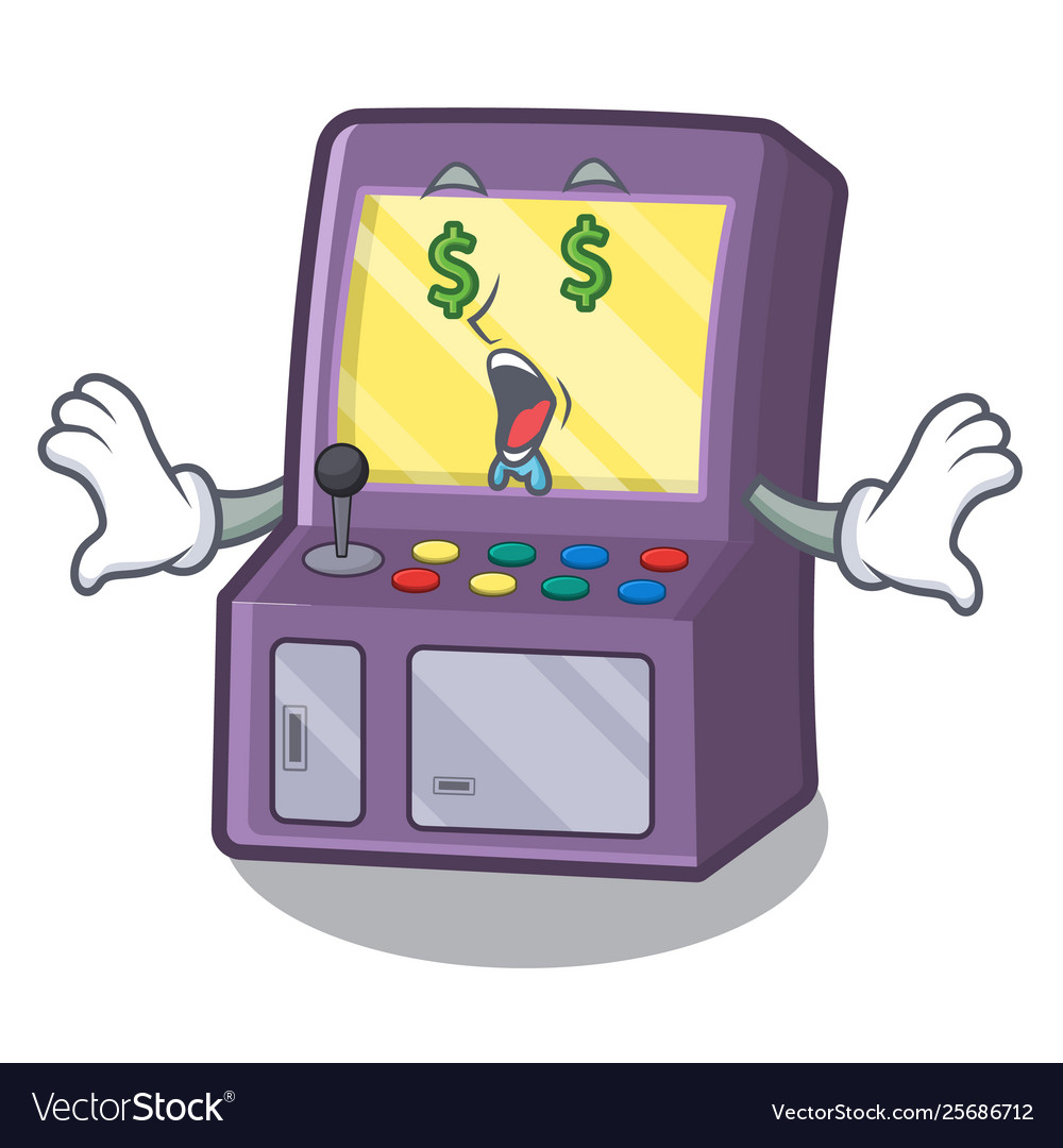 Money eye arcade machine in cartoon shape Vector Image Money eye arcade machine in cartoon shape Vector Image