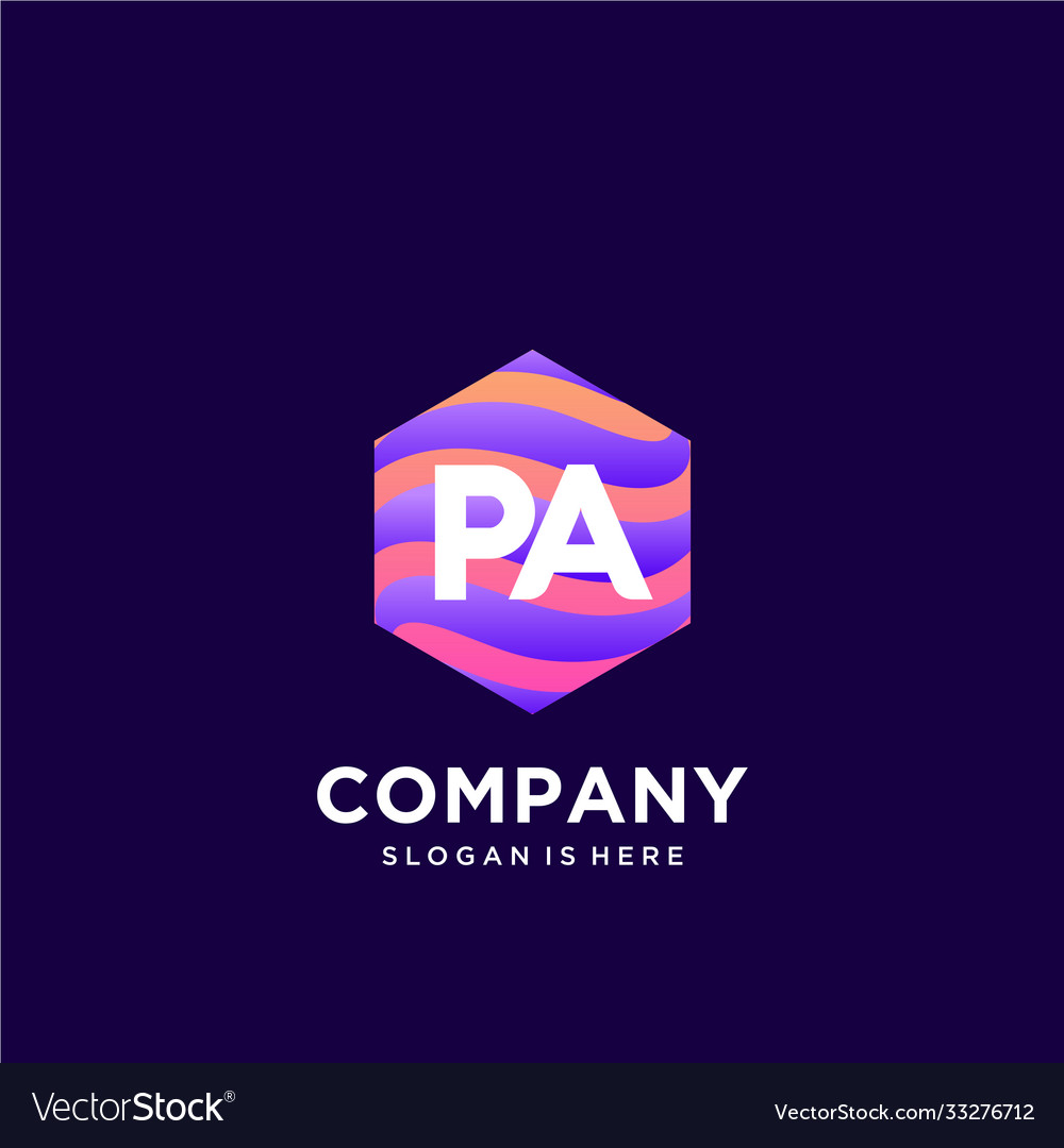 Pa initial logo with colorful template