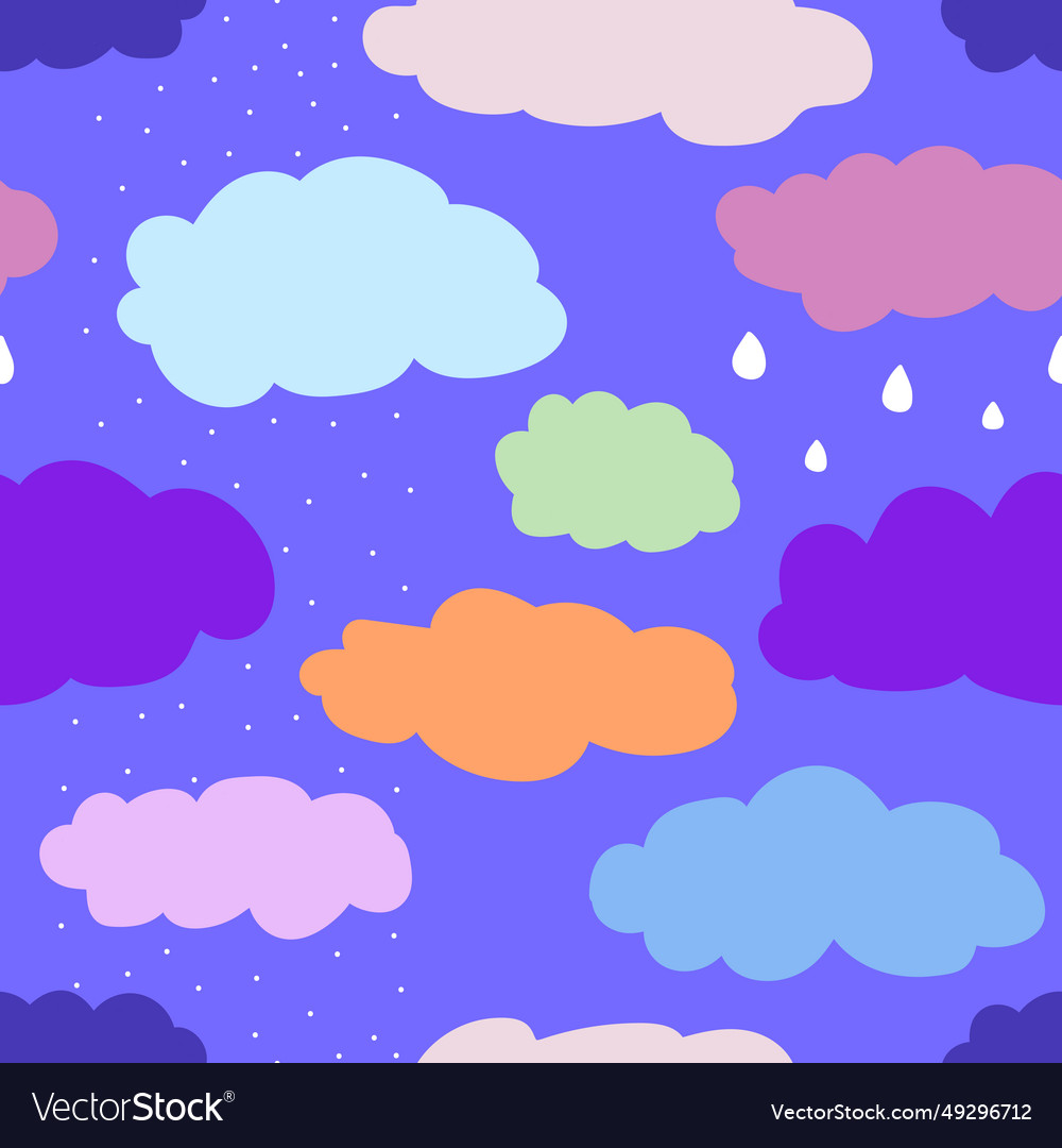 Seamless pattern of clouds with snow and rain