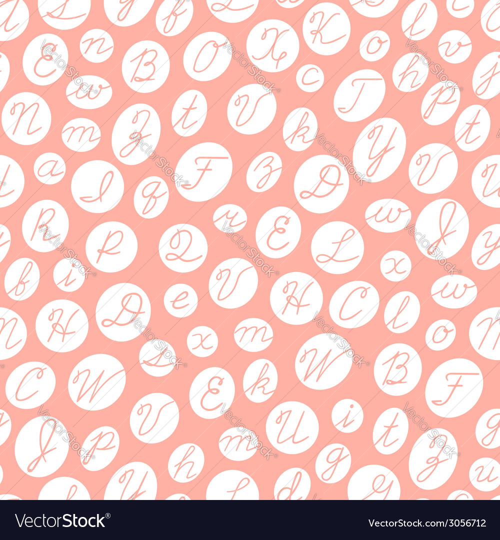 Seamless pattern with english cursive letters