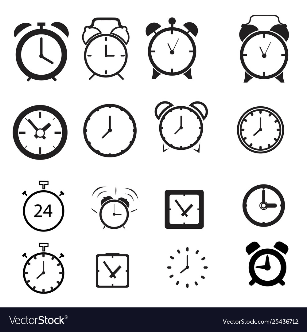 Set clock flat icon vector image Set clock flat icon