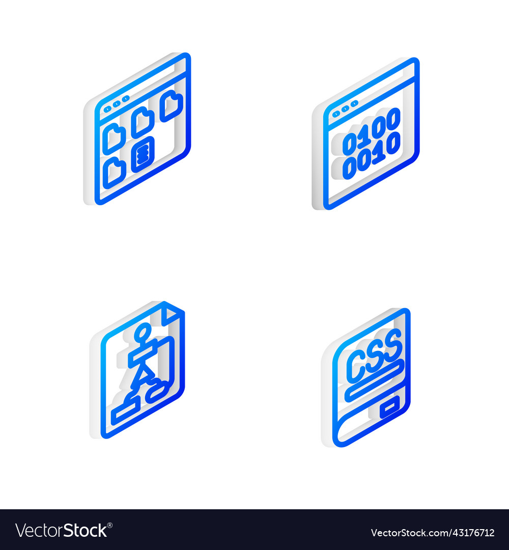 Isometrische Zeile binäre Code Browser-Dateien vector image Isometrische Zeile binäre Code Browser-Dateien
